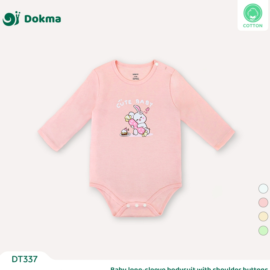 Dokma (4.5-8.8kg) DT337_p ชุดบอดี้สูทแขนยาวเด็ก ผ้าคอตตอน Baby Long-Sleeve Bodysuit (1-3M, 3-6M, 6-9