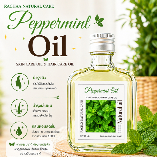 RA’CHAA Peppermint Oil น้ำมันเปปเปอร์มินต์ Hair & Body Oil บำรุงผม บำรุงผิว กลิ่นหอมเย็น สดชื่น 85ml