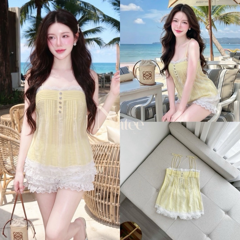 Natee_Brand  setเสื้อสายผูกสีเหลือง:::  NT 27