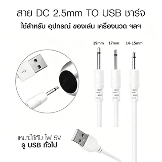 สายชาร์จ USB สากล USB เพื่อ DC2.5 เสียงโมโนชาร์จไฟ 15/16/17/19 มม. สำหรับของเล่นสั่น