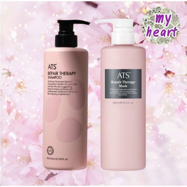 ATS Repair Therapy Shampoo/Mask 600 ml แชมพู และครีมนวดผม ที่ช่วยซ่อมแซม และขจัดสิ่งตกค้างบนหนังศีรษะ และเส้นผม