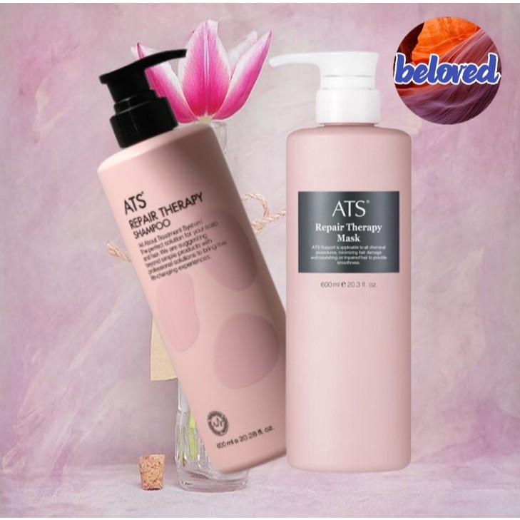 ATS Repair Therapy Shampoo/Mask 600 ml แชมพู และครีมนวดผม ที่ช่วยซ่อมแซม และขจัดสิ่งตกค้างบนหนังศีรษะ และเส้นผม