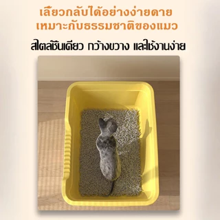 ใหญ่กระบะทรายแมว ห้องน้ำแมวขนาดใหญ่ ขอบสูงกันกระเด็น กระบะทรายแมวพร้อมที่ตัก พร้อมส่งจากไทย