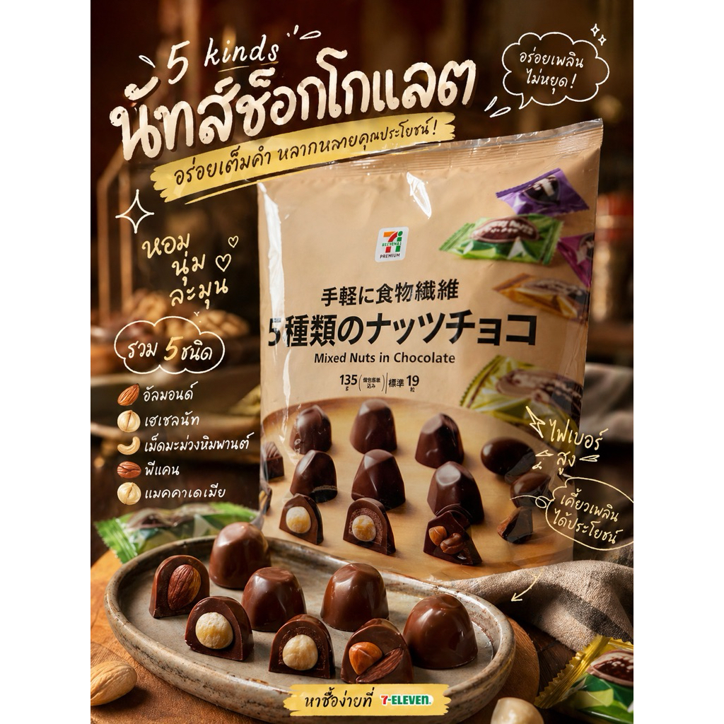 ✅ พร้อมส่ง - 7-11 mixed nut chocolateรวมมิตรช็อคโกแลต หลายแบบ อร่อยมากๆๆๆ