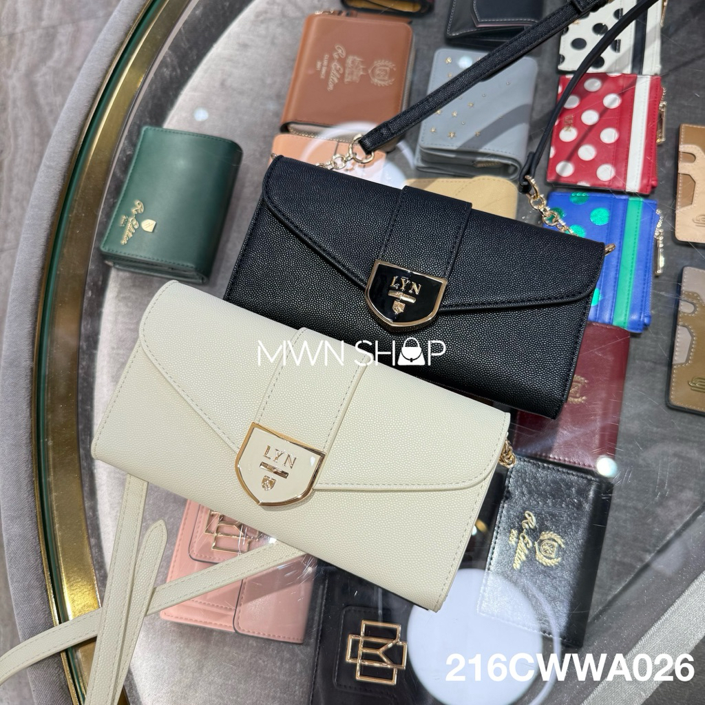 Lyn กระเป๋าสตางค์ใบยาว สะพายข้าง casia long woc มีโค้ดลด20% พร้อมถุงผ้า ถุงกระดาษ ของแท้จากชอป