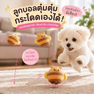 ของเล่นสุนัข ลูกบอลเด้งดึ๋ง ของเล่นสุนัขมีเสียง แบบการ์ตูนผ้ากำมะหยี่ สำหรับโต้ตอบและขัดฟัน ของเล่นสุนัขแก้เหงา