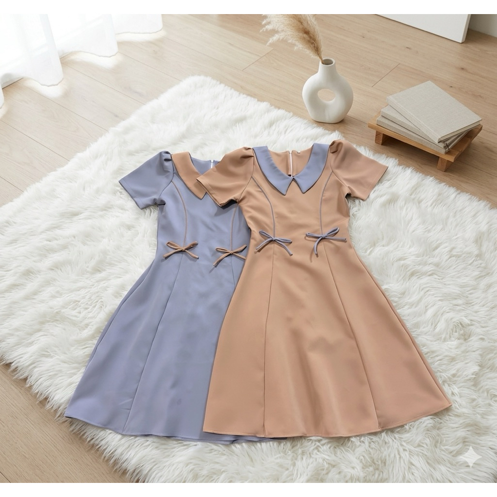 PIRA DRESS เดรสผ้าเปเป้ พรีเมี่ยม พร้อมส่ง2 สี