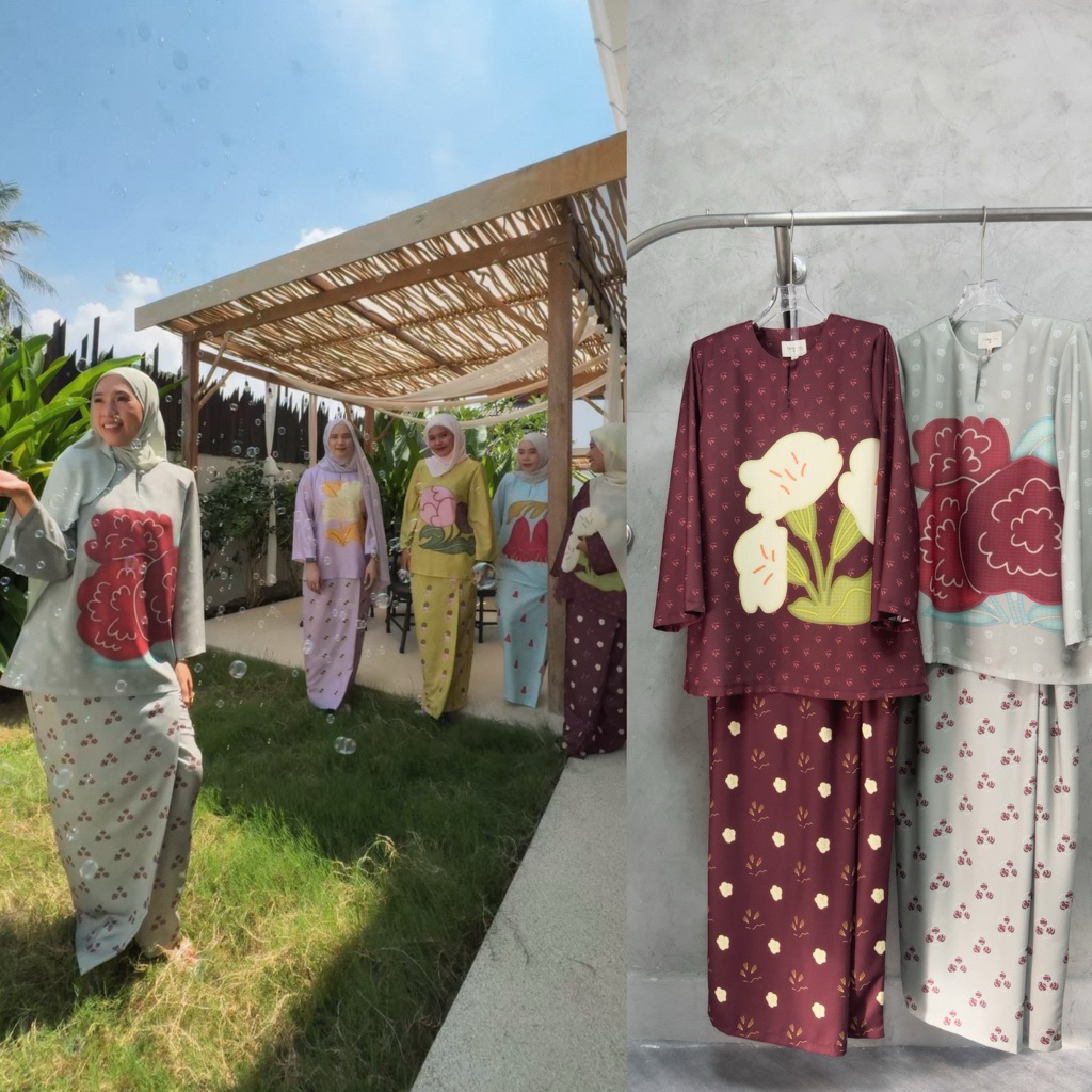 JAHA.Unique •NEW •RAYA• COLLECTION 2026🌜KURUNG KEDAH YUKHALIN ชุดมินิอกูรง โมเดิรน์ คอลเลคชั่นพิเศษลายดอกอานิเมะ 3D