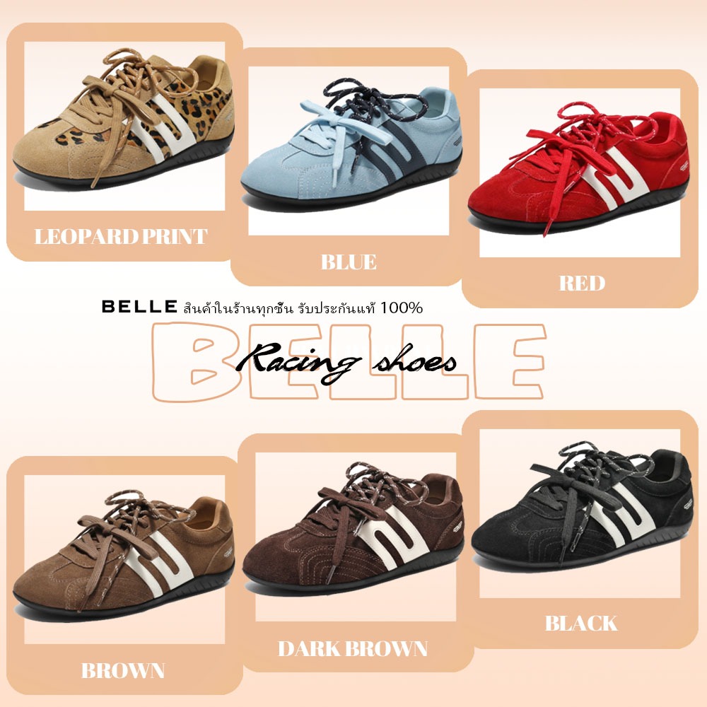💥ของแท้100%(พรีออเดอร์)🌺BELLE Racing Shoes X ZHANGLINGHE รองเท้าส้นแบน/ กีฬาลำลอง มีเชือก