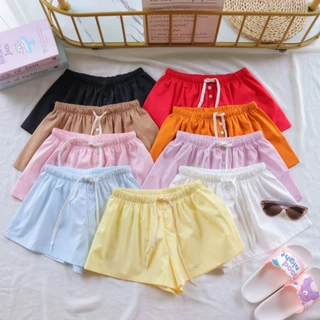 Candy Shorts กางเกงขาสั้น แคนดี้ 9สี เอวต่ำ เชือกรูด สั้นแบบถูกใจสาวๆ เนื้อผ้าคอตตอล100%