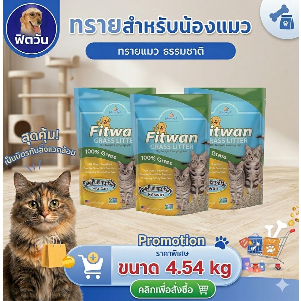 [ 1 ถุง ] ทรายแมว SmartCat-All Natural Clumping  Litter 10lbs.{ทรายแมว} 4.54 kg