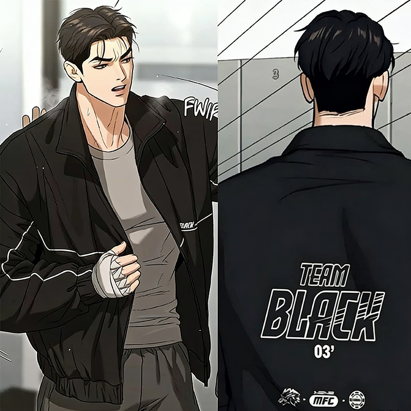 【พร้อมส่ง】เสื้อแจ็กเก็ตกีฬาสไตล์เกาหลี แขนยาว ลาย Jinx Manhwa ทีมแบล็ค จูแจคยอง เสื้อคล้ายดารา งานพิมพ์ลายสวยงาม ทรงหลวม