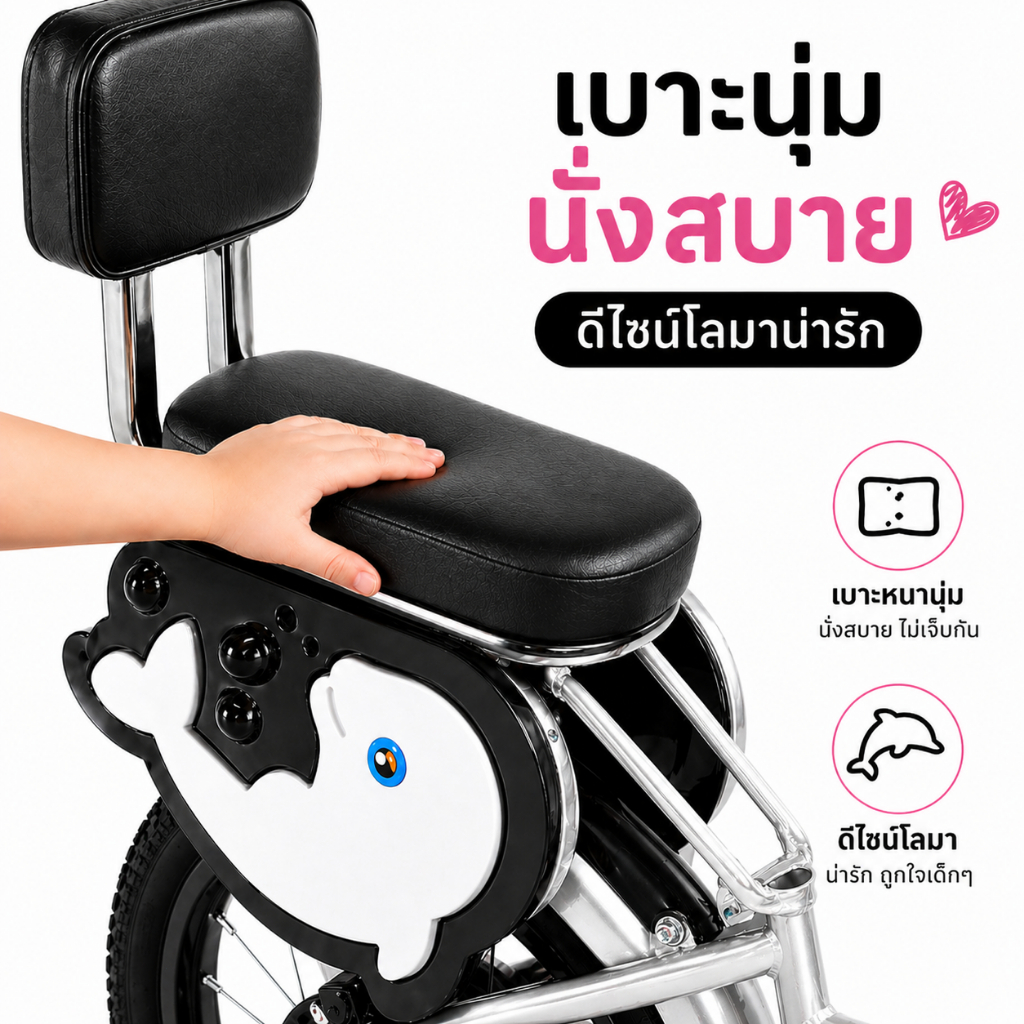 Beige จักรยานเด็ก จักรยานพับได้ 12-18นิ้ว  2-9ขวบ ล้อยางเติมลม เหล็กแข็งแรง มีไฟหน้า มีตะกร้า รูปที่ 7