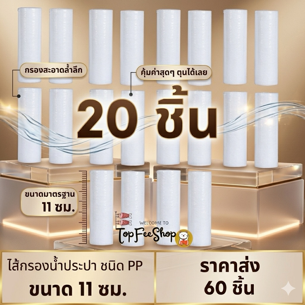ไส้กรองน้ำ PP 5 ไมครอน กรองละเอียด สำหรับฝักบัวและก๊อกน้ำ