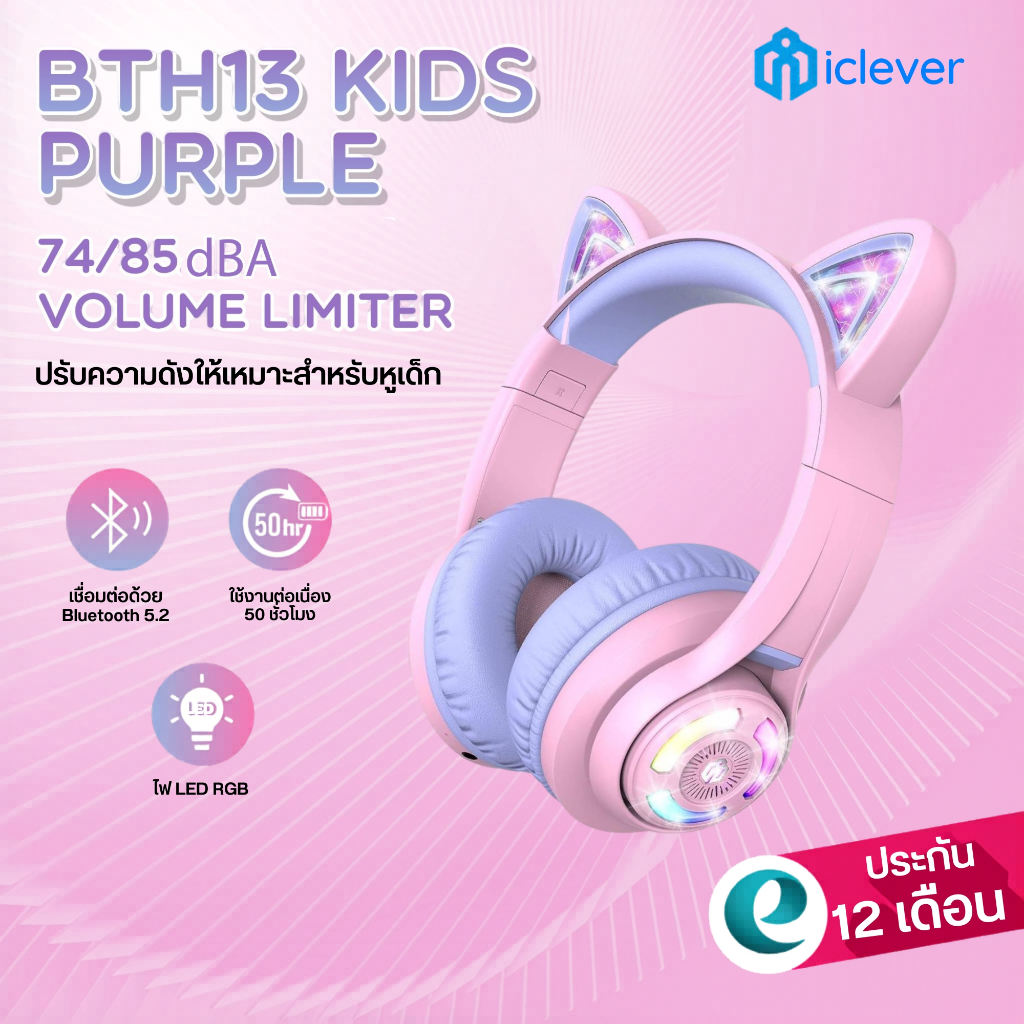 [ปลอดภัยสำหรับหูเด็ก] หูฟังเด็ก iClever BTH13 Kids Headphones BT หูฟังสำหรับเด็ก หูฟังครอบหู