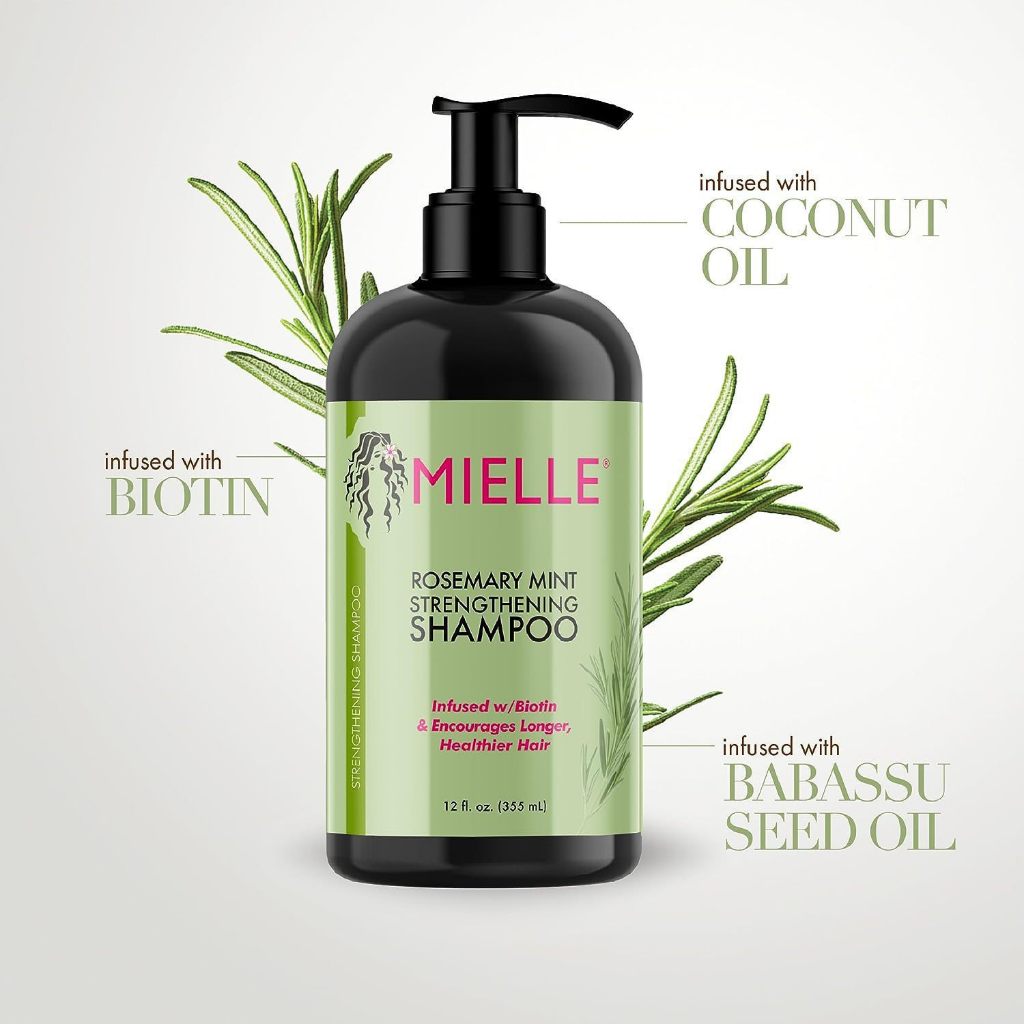 แชมพู Mielle สูตรโรสแมรี่และมิ้นท์ เสริมความแข็งแรงให้เส้นผม 355ml Mielle Rosemary Mint Strengthenin