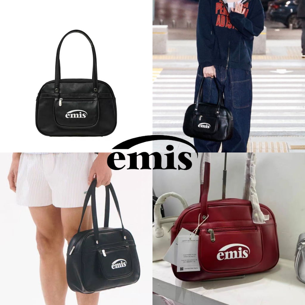 『 Nana Bag 』🇰🇷 EMIS กระเป๋าโบว์ลิ่งง กระเป๋าถือ BLACKRED กระเป๋าโท้ท