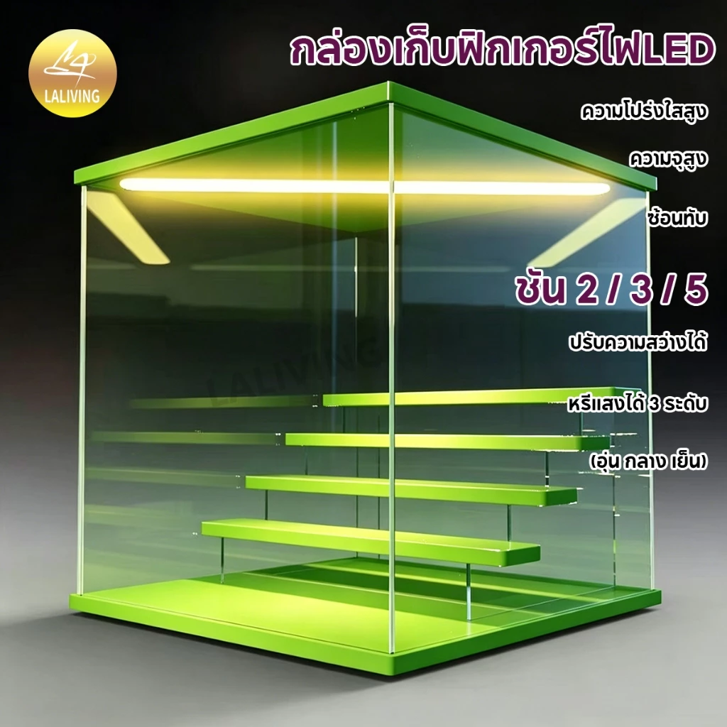 กล่องอะคริลิค 2-5 ชั้น พร้อมไฟ (พร้อมส่ง) blind box popmart โชว์โมเดล ฟิกเกอร์ labubu skull panda ปรับความสว่างได้
