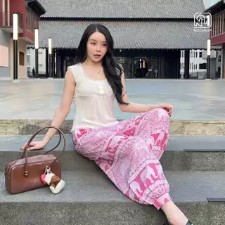 B No.1Shop กางเกงบอลลูน ทรงจินนี่สวยเก๋ใส่เท่ห์ มีสไตล์ ผ้าไหมญี่ปุ่นนุ่ม มีเชือกรูดด้านในกางเกง