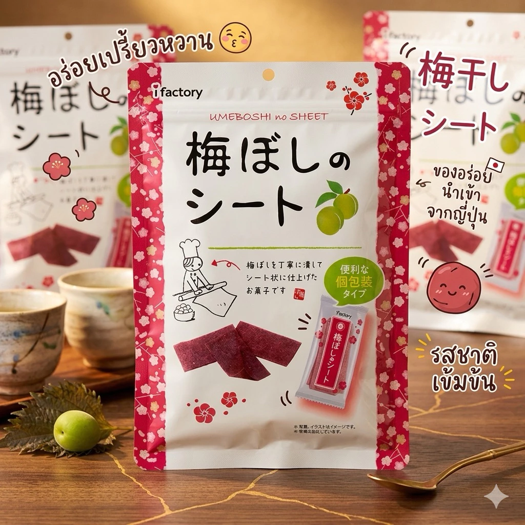 ‼️ของแท้จากญี่ปุ่น‼️iFactory Umeboshi No Sheet บ๊วยแผ่นญี่ปุ่น รสชาติแสนอร่อย  ห่อใหญ่จัมโบ้สะใจ