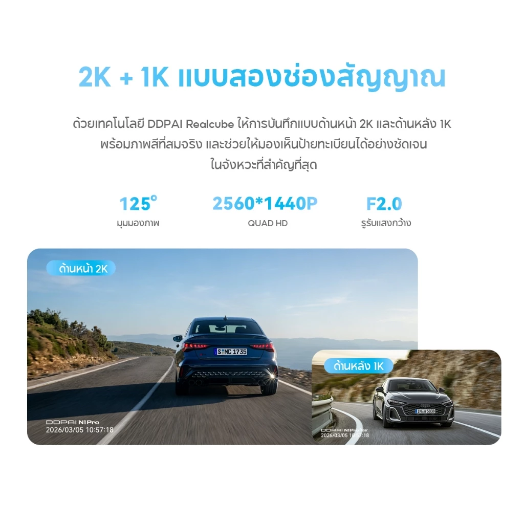 [HOT]DDPAI N1 Pro Dash Cam กล้องติดรถยนต์ 1296P HD Car Camera 135°การบันทึกมุมกว้างพิเศ ควบคุมผ่าน APP thumbnail 4