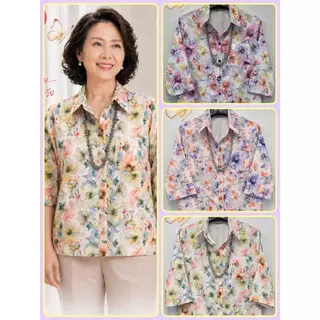 เสื้อปกเชิ้ตแขนสี่ส่วนกระเป๋า1ใบ