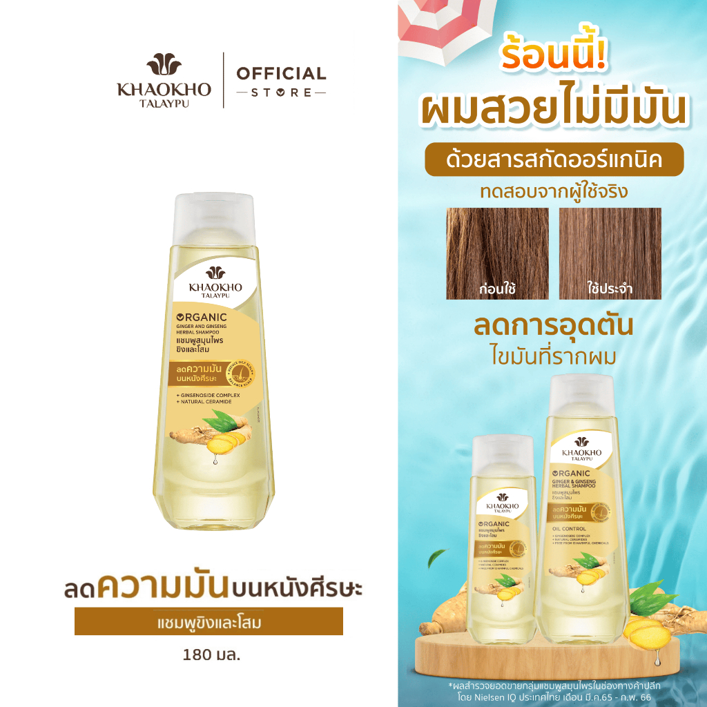 เขาค้อทะเลภู แชมพู สูตรขิงและโสม ลดความมันบนหนังศีรษะ คืนความสดชื่น เบาสบาย (180 มล.)