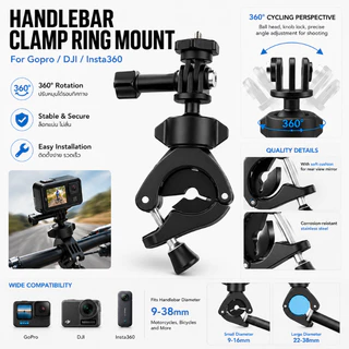Telesin Gopro / DJI / Insta360 Lightweight Tube Clamp Ring Mount ตัวยึดแคลมป์แบบวงแหวน (TE-HBM-004)