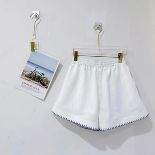 sawat _bt ”Crochet pants" นค้าใหม่พร้อมส่ง กางเกงเอวยางยืด มีซับใน มีกระเป๋าล้วงพร้อมถักขอบปลายขา ผ้าลินิลผสมฝ้ายเนื้อผ้