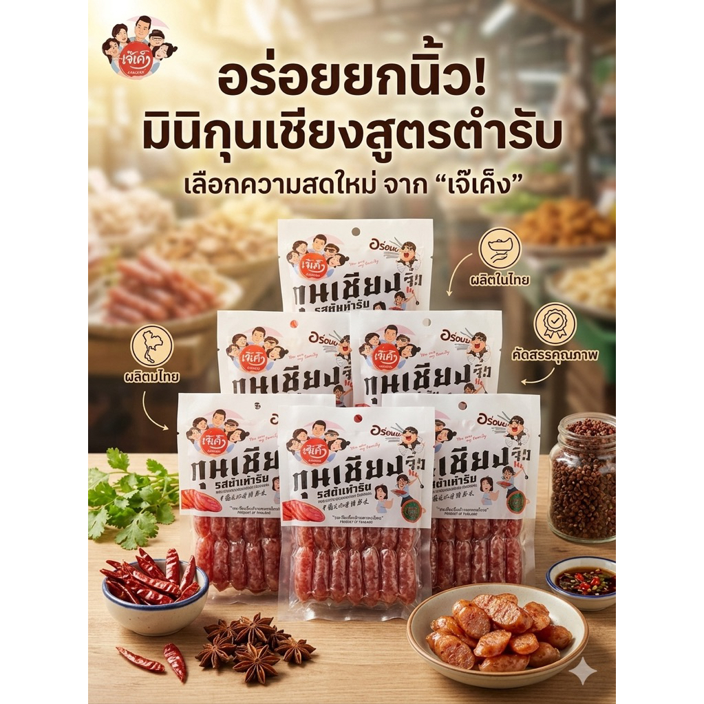 กุนเชียงจิ๋ว เจ๊เค็ง ปากช่อง ขนาด 400 กรัม มี 6 รสชาติ *พร้อมส่ง ไม่ค้างสต็อก