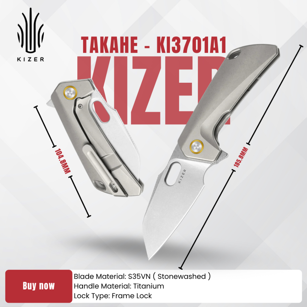 มีดพับ KIZER Takahe | S35VN | Titanium | Ki3701A1