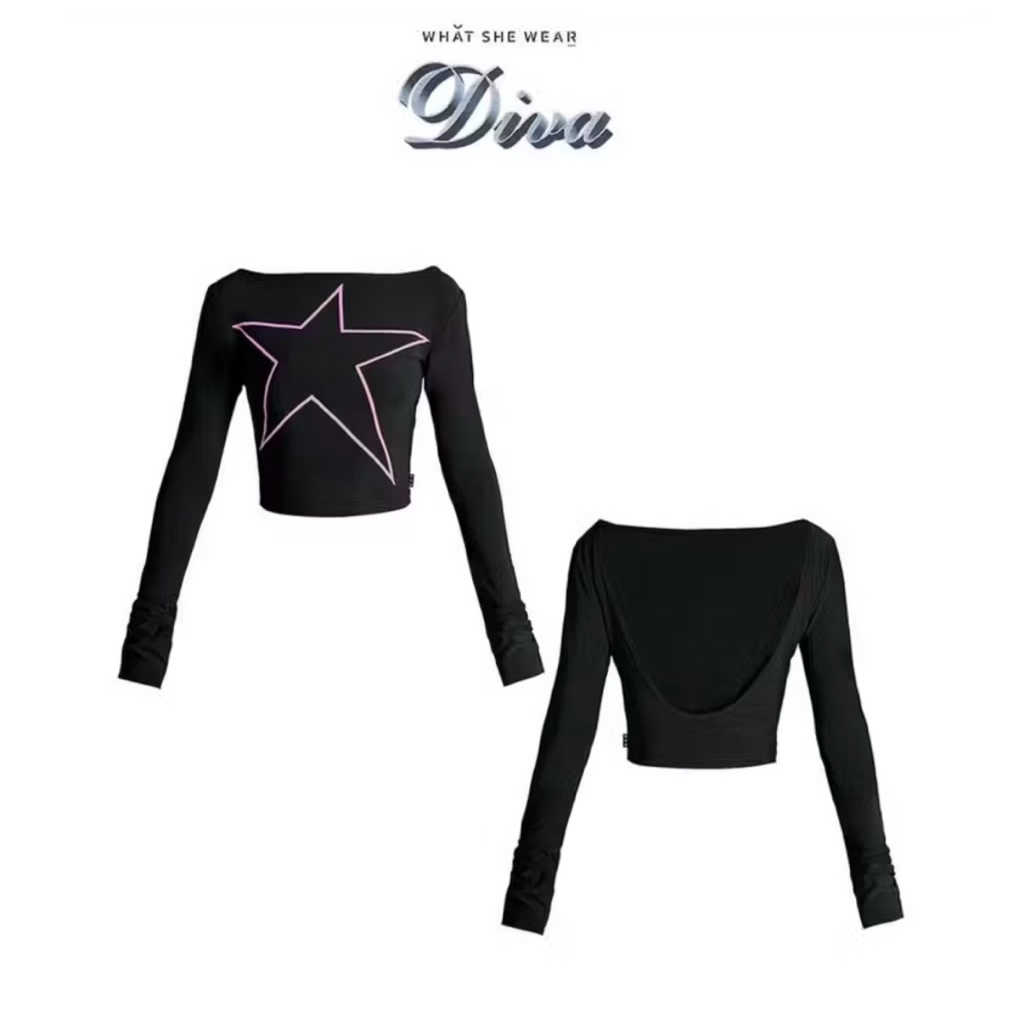ส่งต่อ  เสื้อเว้าไหล่ what she wear สภาพใหม่