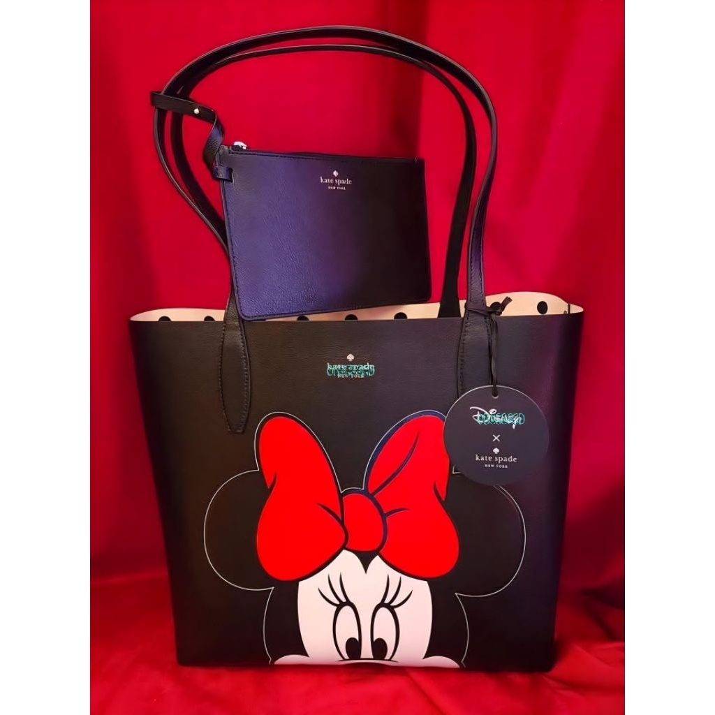 กระเป๋า K_🌸TE SPADE D🌸sney X K🌸te Spade Reversible Minnie Large Tote KG592