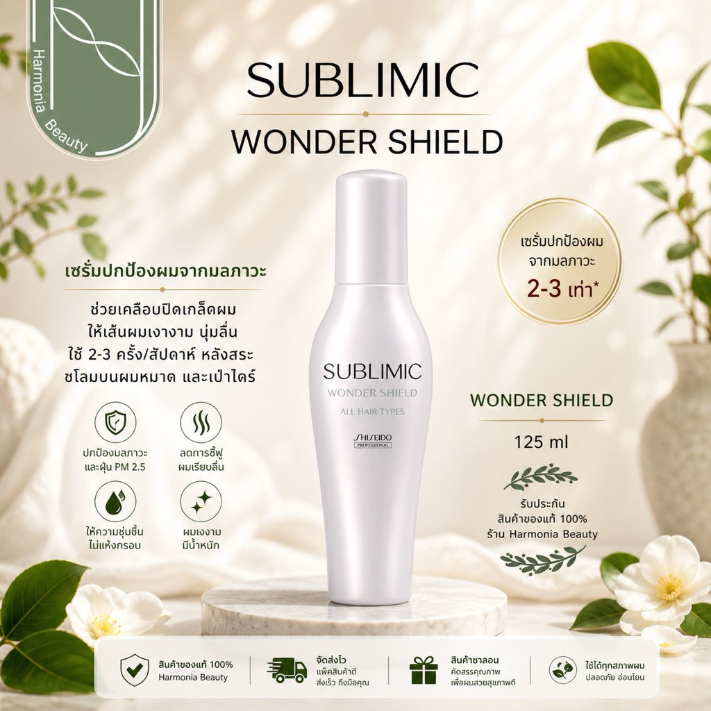 Shiseido Sublimic Wonder Shield วันเดอร์ ชิลล์ เซรั่มบำรุงผมเสีย กันความร้อน ดูแลผมเป็นพิเศษ 125 ml.