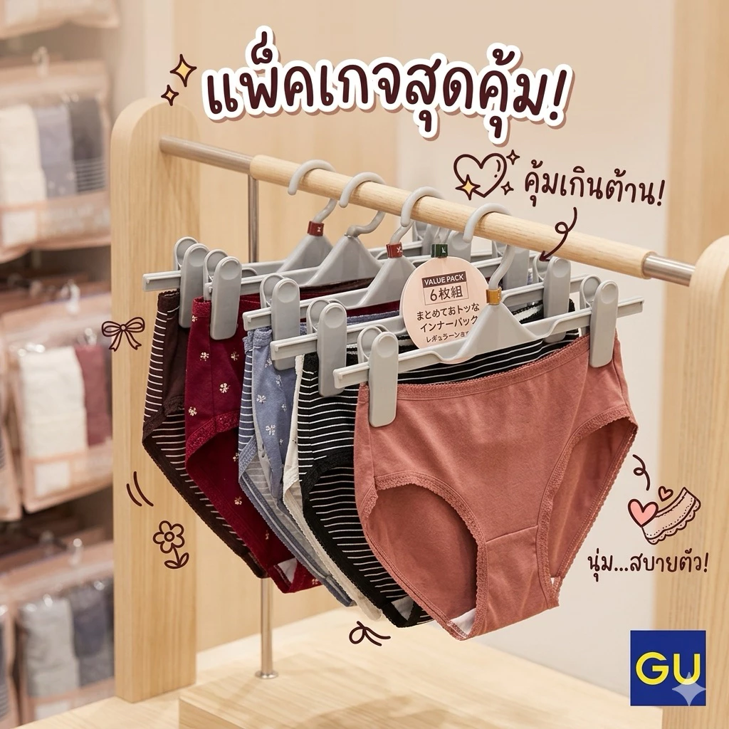 ‼️ของแท้จากญี่ปุ่น‼️กางเกงใน GU ถูกและดี ไม่ระคายเคืองต่อน้องสาวเรา ตอนเป็นประจำเดือน ก็ระบายอากาศได้ดี ซักง่าย