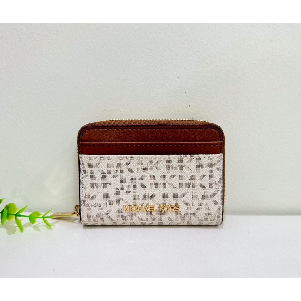 💚แท้💯 พร้อมส่ง💚 กระเป๋าฝส่บัตร MK Zip Around Leather Card Case Wallet 35H9GTVZ2B