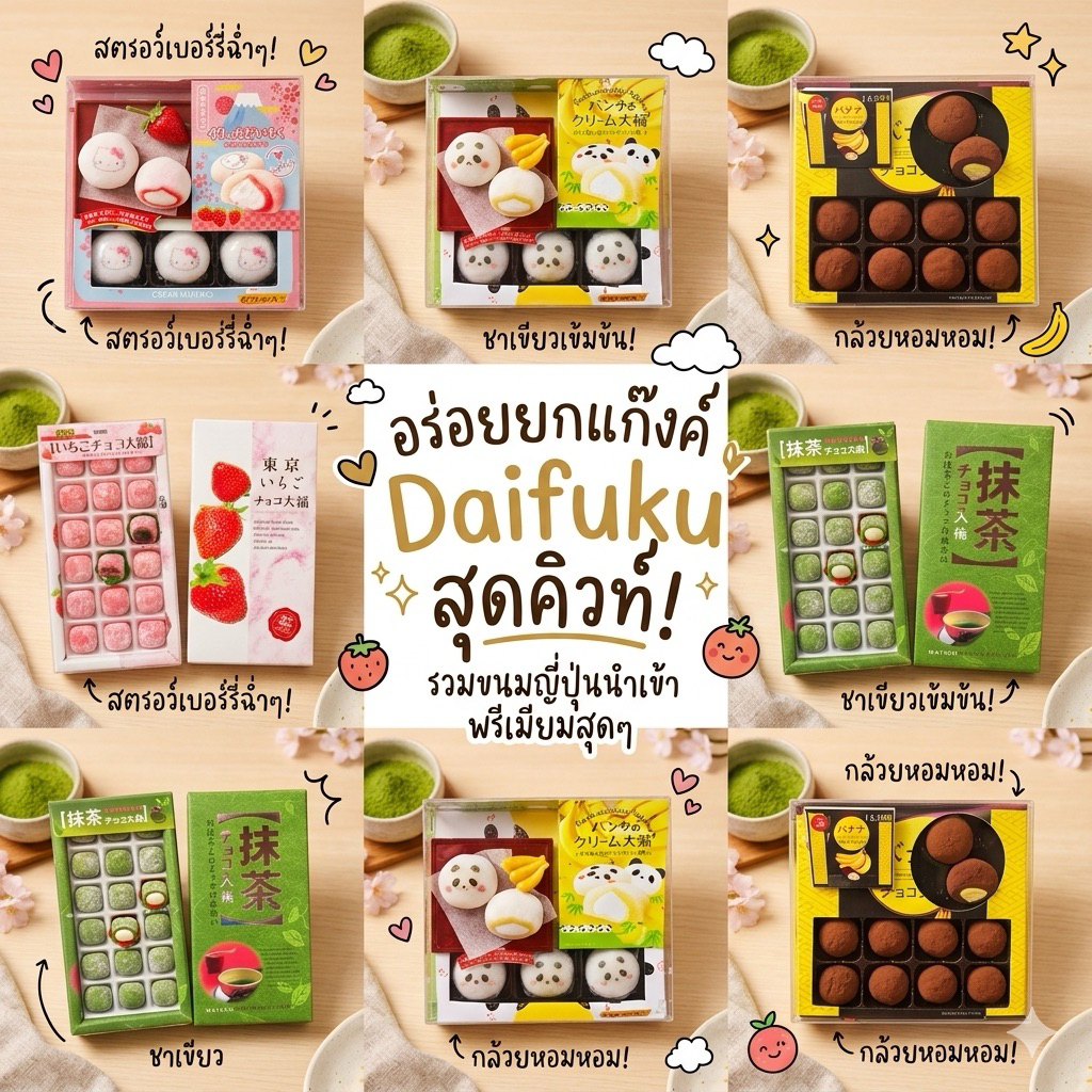 ‼️ของหิ้วใหม่จากญี่ปุ่น‼️Cream Daifuku รวมไดฟุกุเนื้อนิ่มสุดฮิต ความนุ่มมาเต็ม มีความเหนียวหนึบตามสไตล์ไดฟุกุ