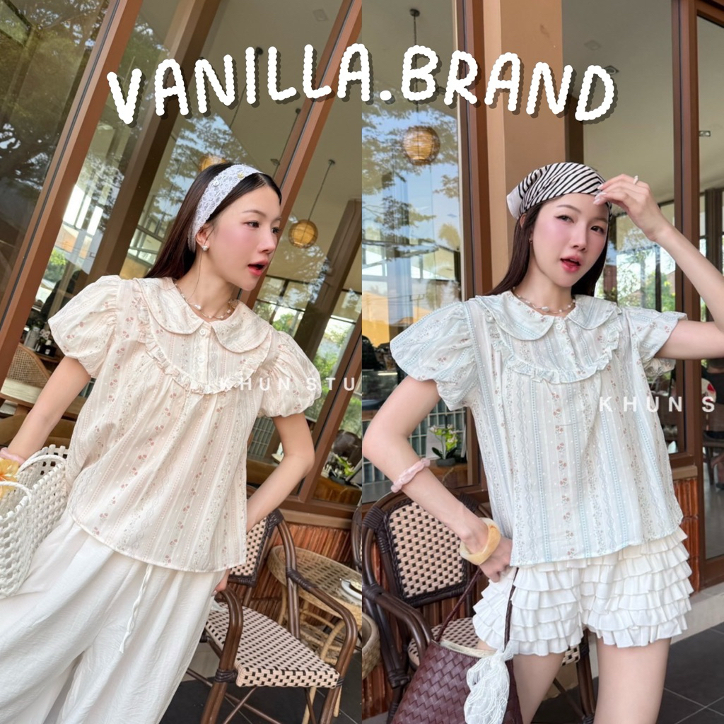 เสื้อคอบัว แต่งระบายคอ -kn / VB0672