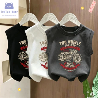 เสื้อกล้ามเด็ก เสื้อพิมพ์ลายเด็ก ลายมอเตอร์ไซค์ แมทช์ง่าย ระบายอากาศ สำหรับเด็ก1-14ปี