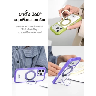 SHS เคสใสโฟน เคสใส iP จะไม่เปลี่ยนเป็นสีเหลือง ขาตั้งหมุนได้ 360° สำหรับไอโฟน 17 Pro Max/17 Pro/17/16/15/เคส iP