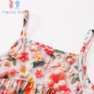 Hania kids - พร้อมส่ง เดรสสายเดี่ยวคุณหนูลายดอกไม้ สไตล์น่ารักเหมาะช่วงฤดูร้อน K5125660