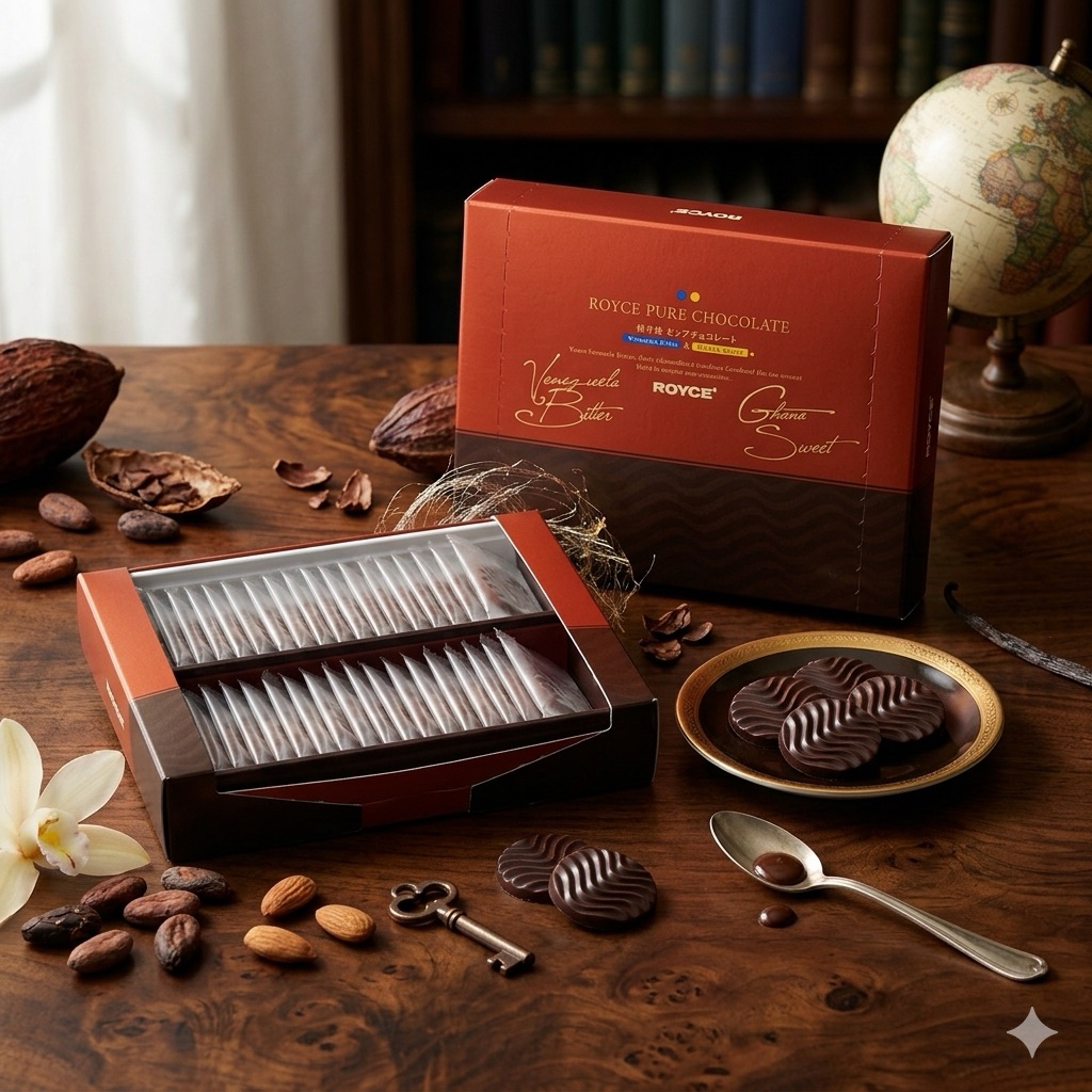 (กล่องน้ำตาล)ROYCE PURE CHOCOLATE Venezuela Bitter & Ghana Sweet