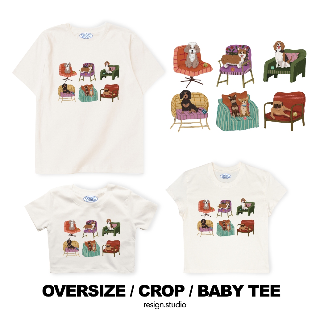 resign studio - Oversize/Crop/Babytee ลาย Cozy Pup club