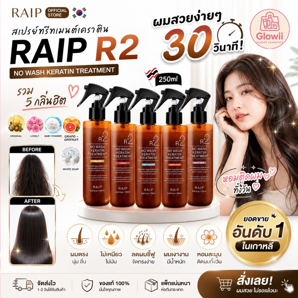 💯✨ RAIP R2 Liquid Silk Keratin Treatment  (ของแท้ | พร้อมส่ง ⚡)  — ทรีตเมนต์บำรุงเส้นผมแบบไม่ต้องล้า
