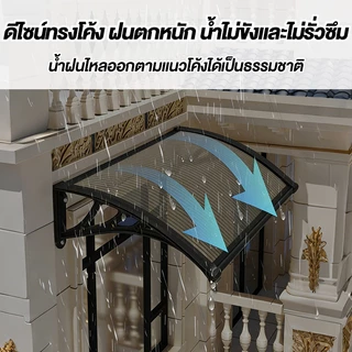 รุ่นหนาขึ้น กันสาด กันสาดบังแดดฝน ขนาด 80*120/120*240cm ป้องกัน UV ติดตั้งง่าย วัสดุทนทาน กันสาดหน้าต่าง