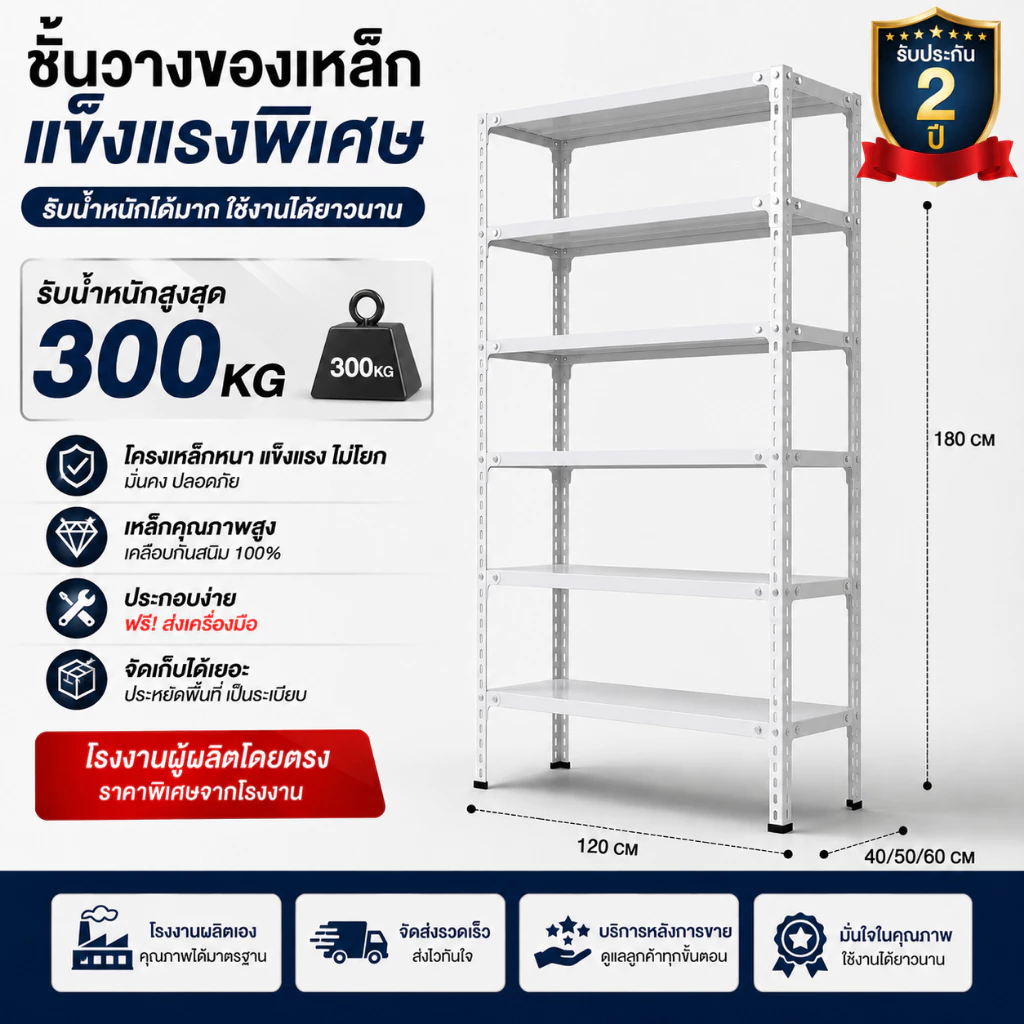 ชั้นวางของเหล็ก ชั้นวางของอเนกประสงค์ 3/4/5/6ชั้น แข็งแรง ทนทาน เก็บของบ้าน ร้านค้า โกดัง ประกอบง่าย