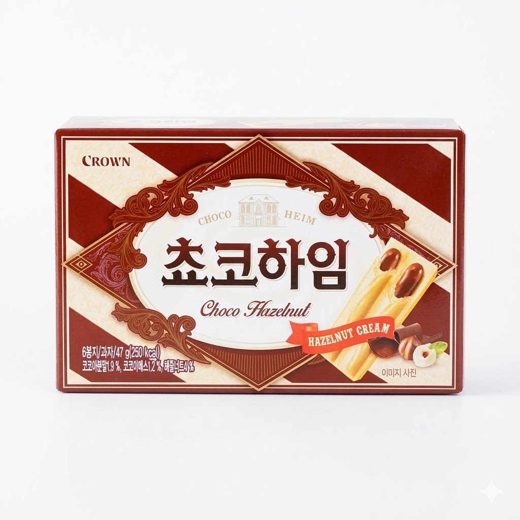 크라운 초코하임 Crown Choco Heim 47g คราวน์ ช็อคโก้ฮิม เวเฟอร์ไส้ช็อคโกแลต ขนมเกาหลี