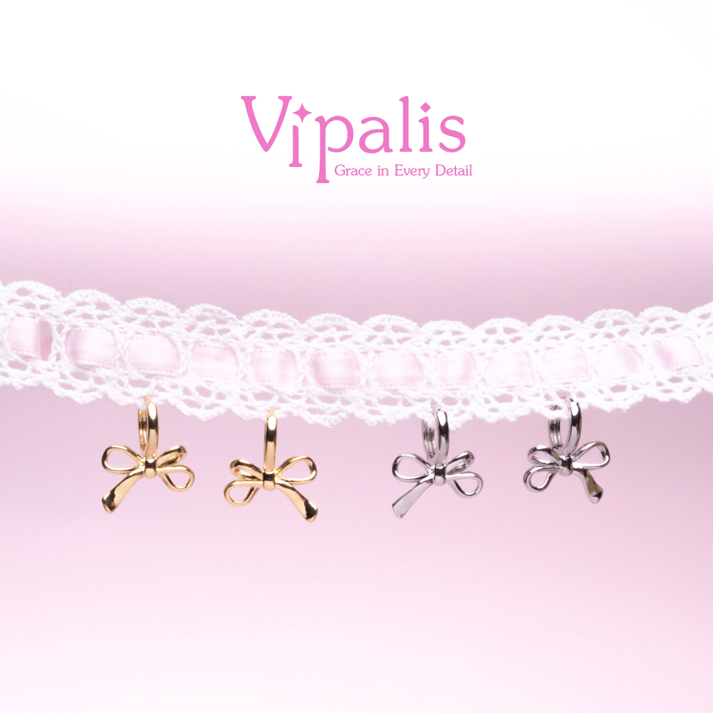 Vipalis | Bow Drop Earrings  ต่างหูโบว์ห้อย มินิมอล หวานเรียบหรู พร้อมส่ง