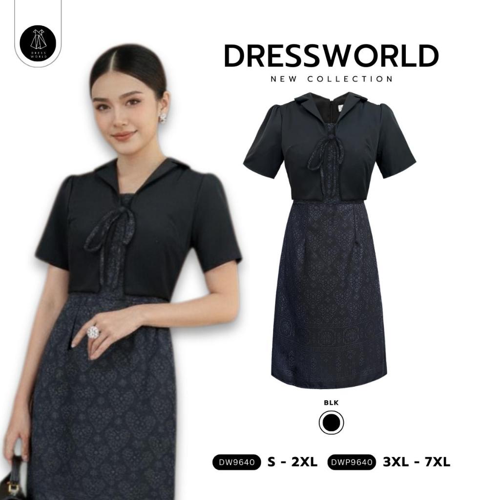 Fairyangelstore - เดรสสั้นทรงตรงแขนยาวแต่งผ้าลูกไม้ (DW9640)
