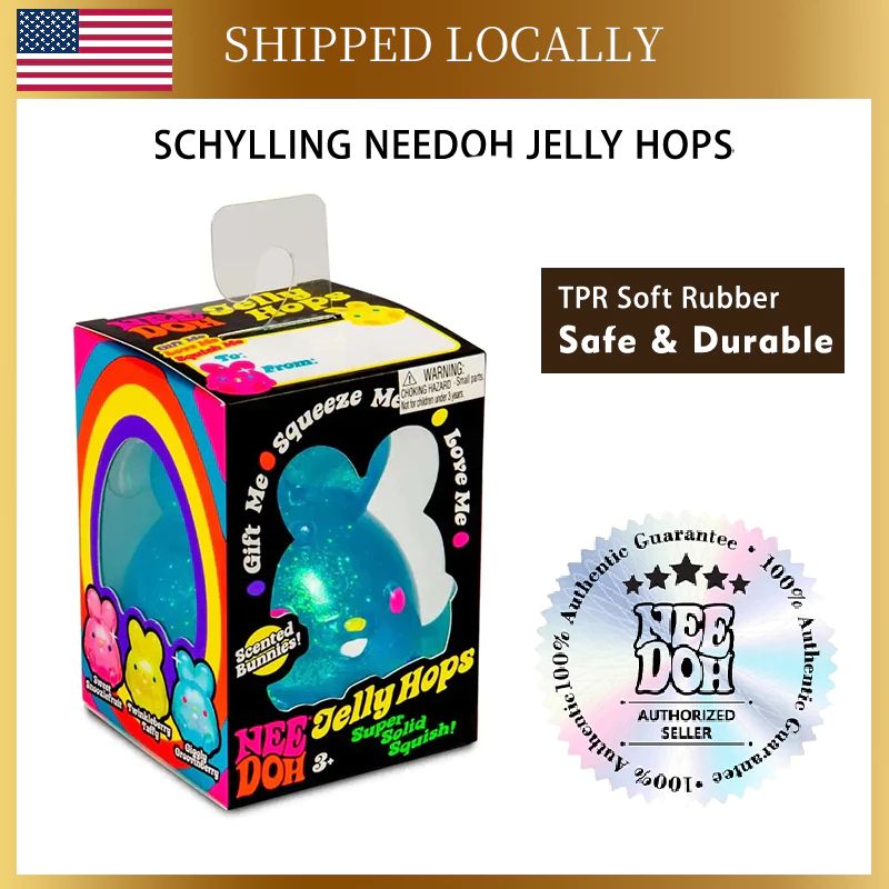 Schylling NeeDoh Jelly Hops Fidget Stress Relief Toy Squeeze Bunny Sensory Toy Anxiety Relief